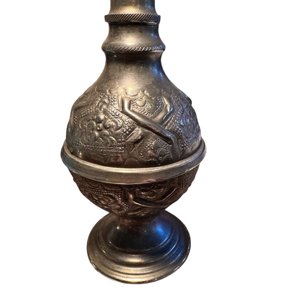 Antique Moroccan Brass Gulab Pash Etched Rose Water Sprinkler Signed
